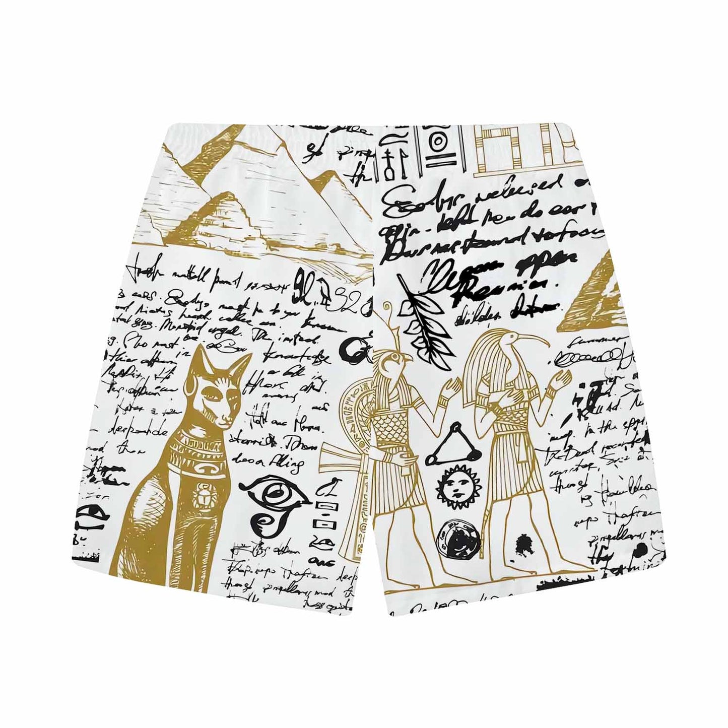 Egyptian Pyramid Pattern Elastic Waist Shorts