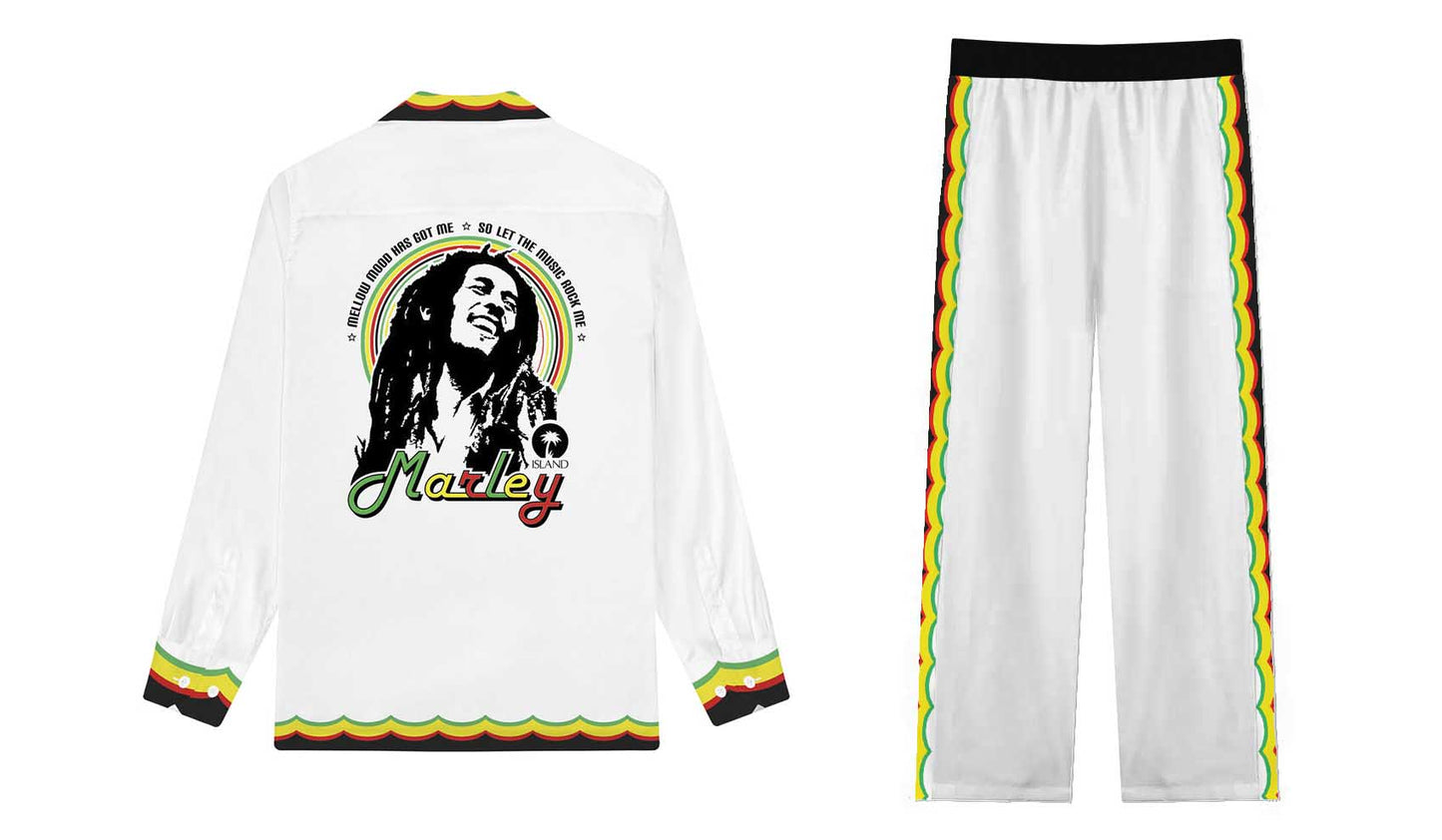 Music Star Pattern Casual Trousers With Elastic Waistband