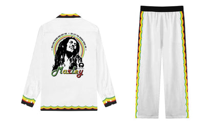 Music Star Pattern Casual Trousers With Elastic Waistband