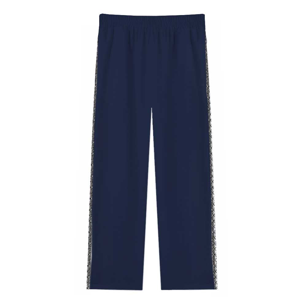 Headless Monk Print Casual Trousers With Elastic Waistband