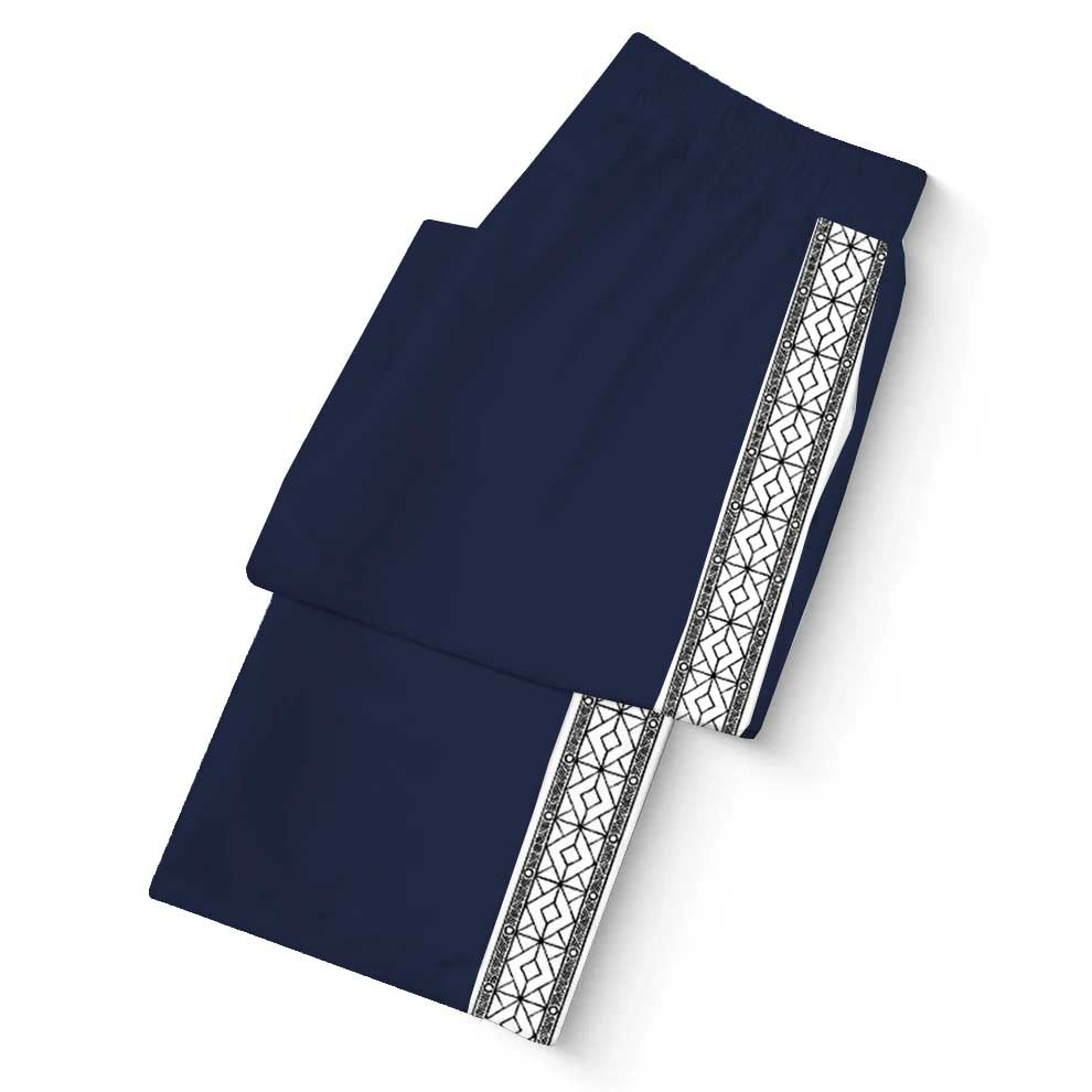 Headless Monk Print Casual Trousers With Elastic Waistband