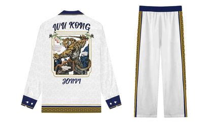 Tiger Pioneer Print Casual Trousers With Elastic Waistband