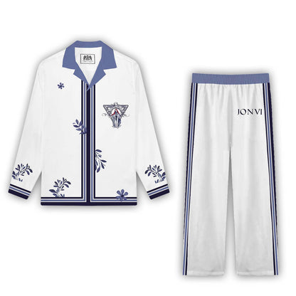 Divine Grace Print Casual Trousers With Elastic Waistband