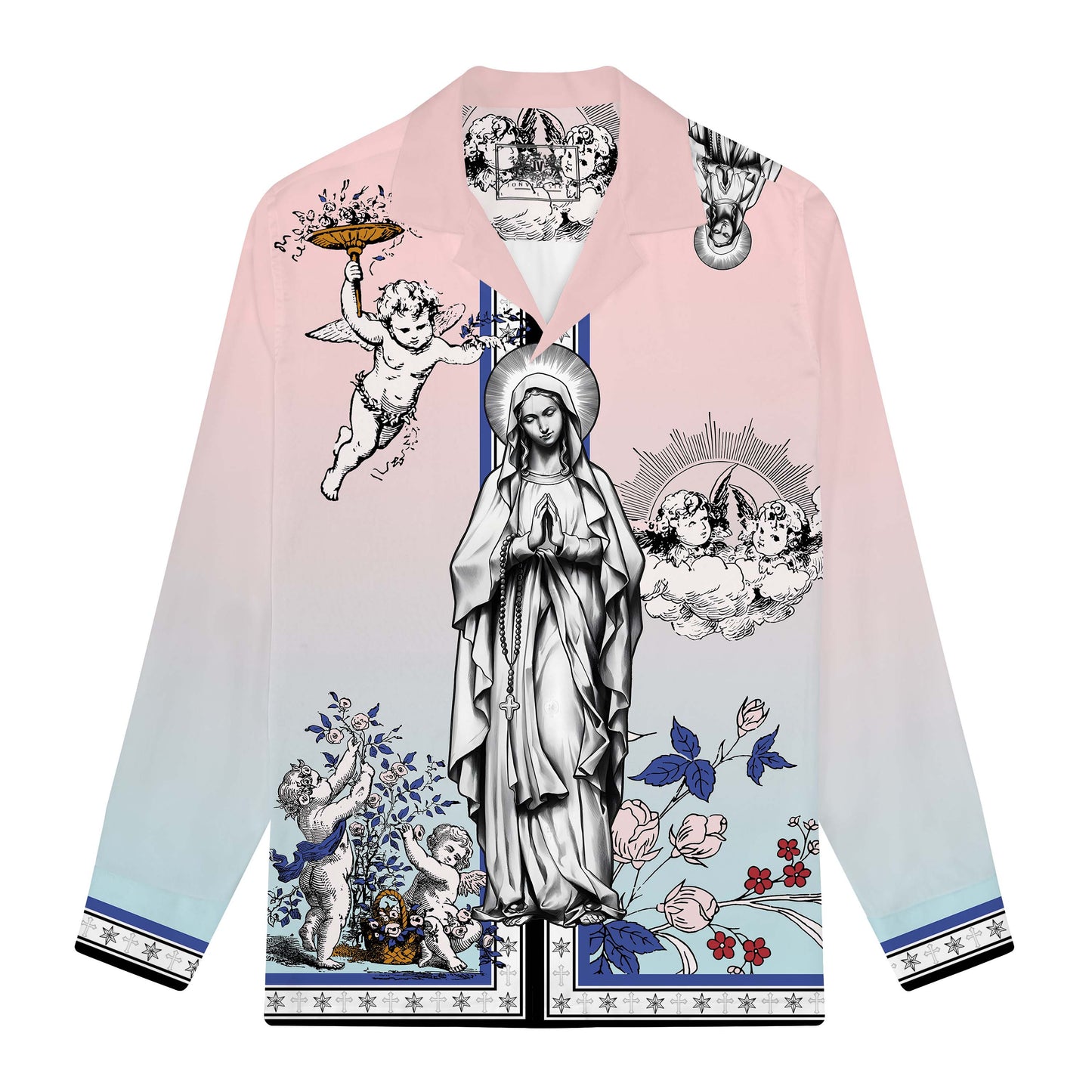 Divine Virgin Pastel Long Sleeve Camp Collar Shirt