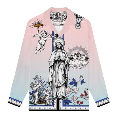 Divine Virgin Pastel Long Sleeve Camp Collar Shirt
