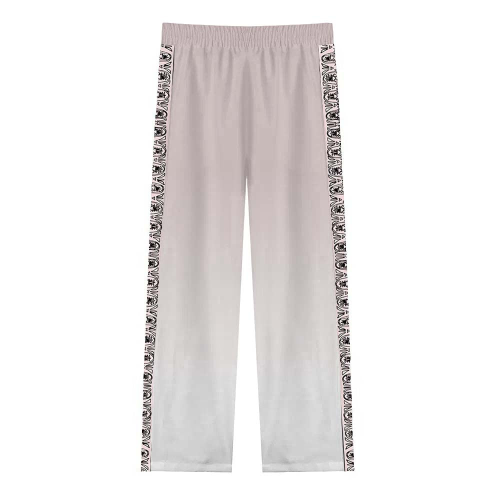Roman Temple Print Casual Trousers With Elastic Waistband