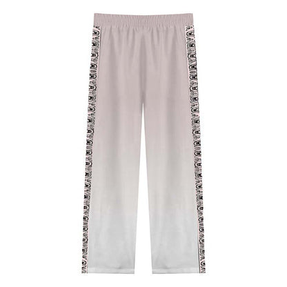 Roman Temple Print Casual Trousers With Elastic Waistband