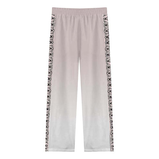Roman Temple Print Casual Trousers With Elastic Waistband