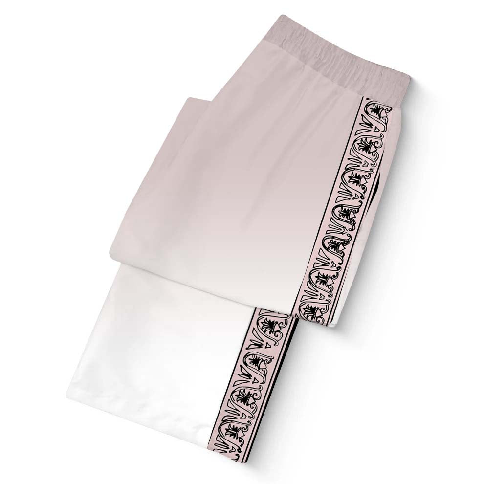 Roman Temple Print Casual Trousers With Elastic Waistband