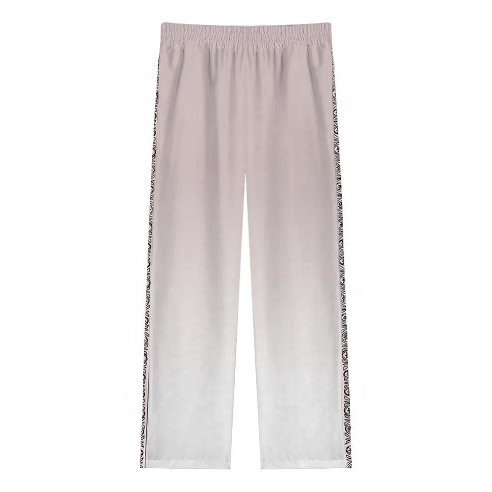 Roman Temple Print Casual Trousers With Elastic Waistband