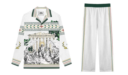 Greek Gods Printed Casual Trousers With Elastic Waistband