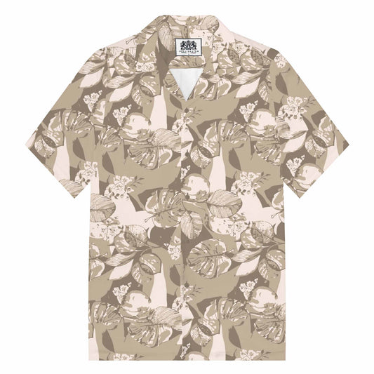 Tropical Leaves Hawaiian Casual Camp Collar Short-Sleeved Shirt