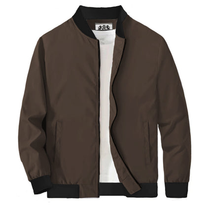 Solid Zip-Up Bomber Jacket