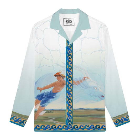 Pastoral Myth Print Long Sleeve Camp Collar Shirt