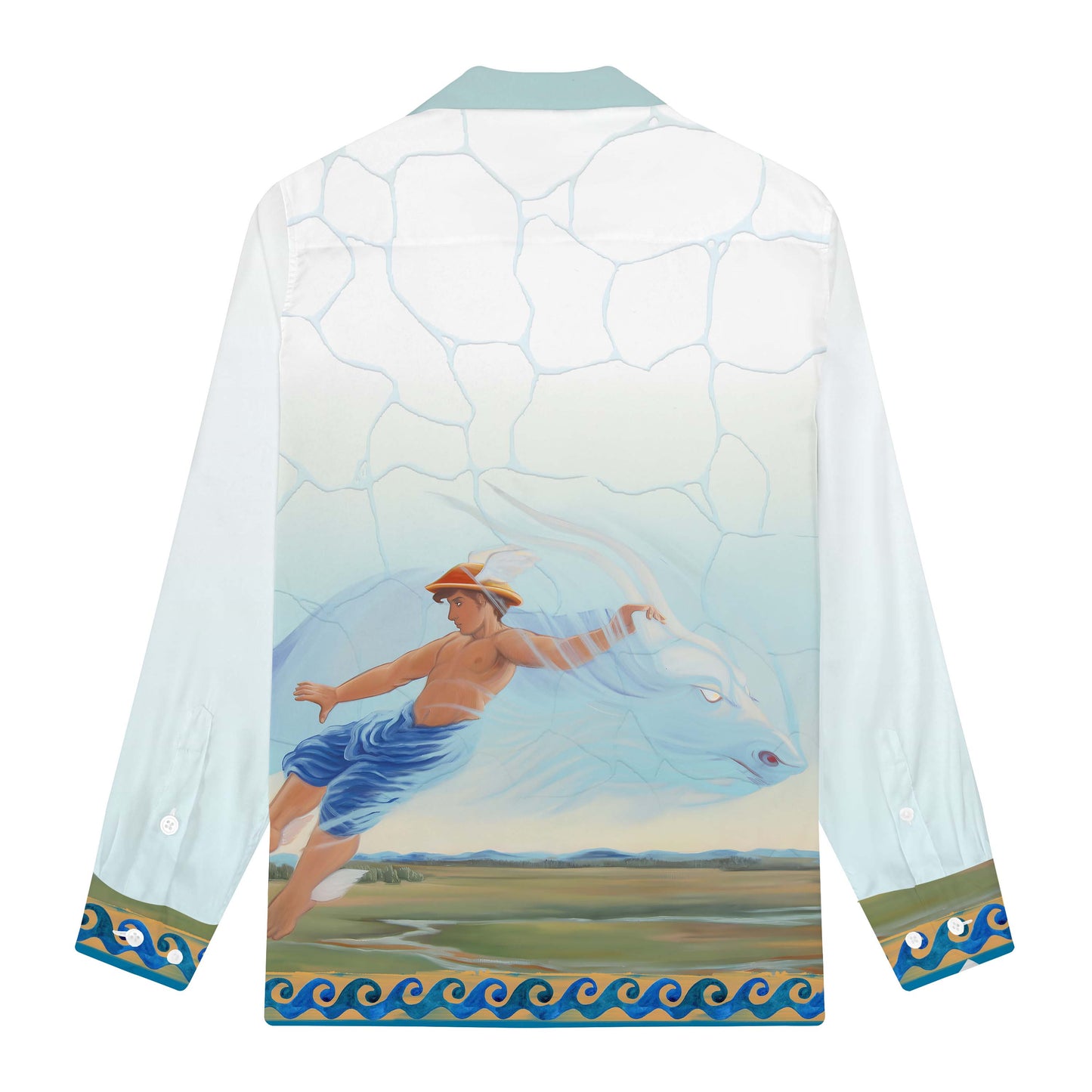 Pastoral Myth Print Long Sleeve Camp Collar Shirt