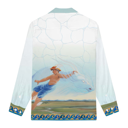 Pastoral Myth Print Long Sleeve Camp Collar Shirt