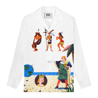 Encounters Across Oceans Long Sleeve Camp Collar Shirt