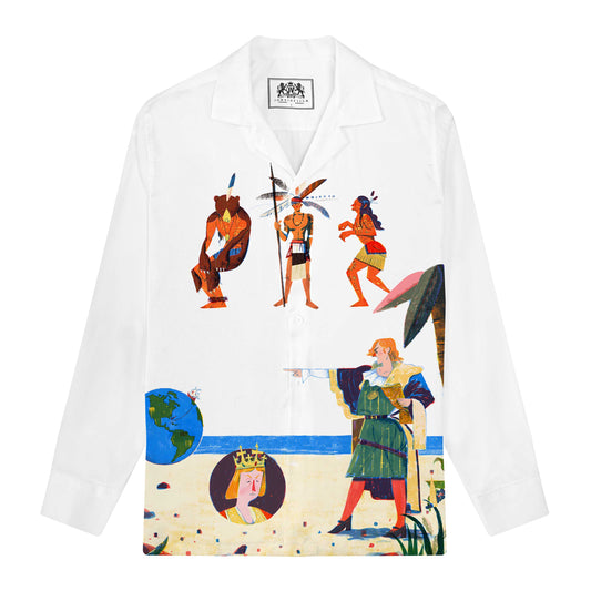 Encounters Across Oceans Long Sleeve Camp Collar Shirt