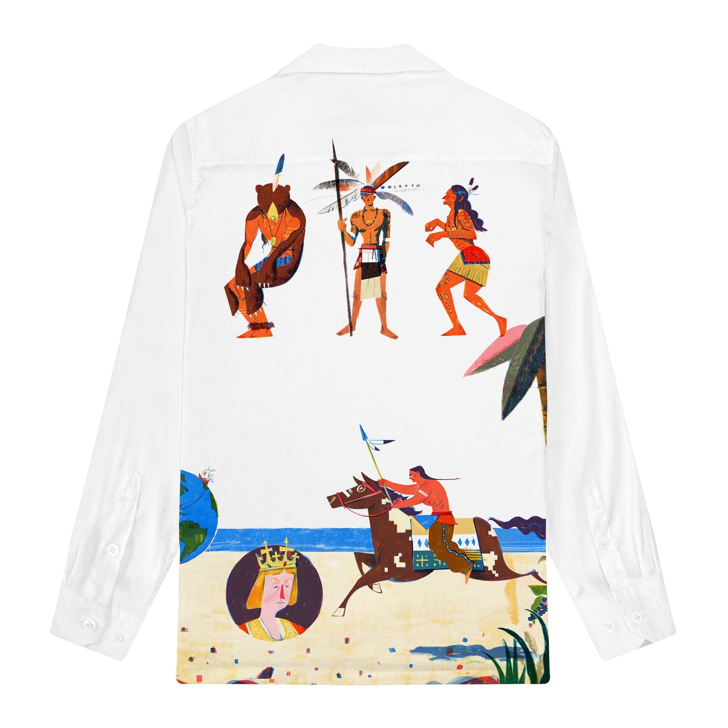 Encounters Across Oceans Long Sleeve Camp Collar Shirt