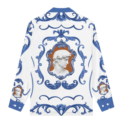 Renaissance Portrait Long Sleeve Camp Collar Shirt