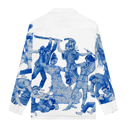 Mythic Struggle Print Long Sleeve Camp Collar Shirt