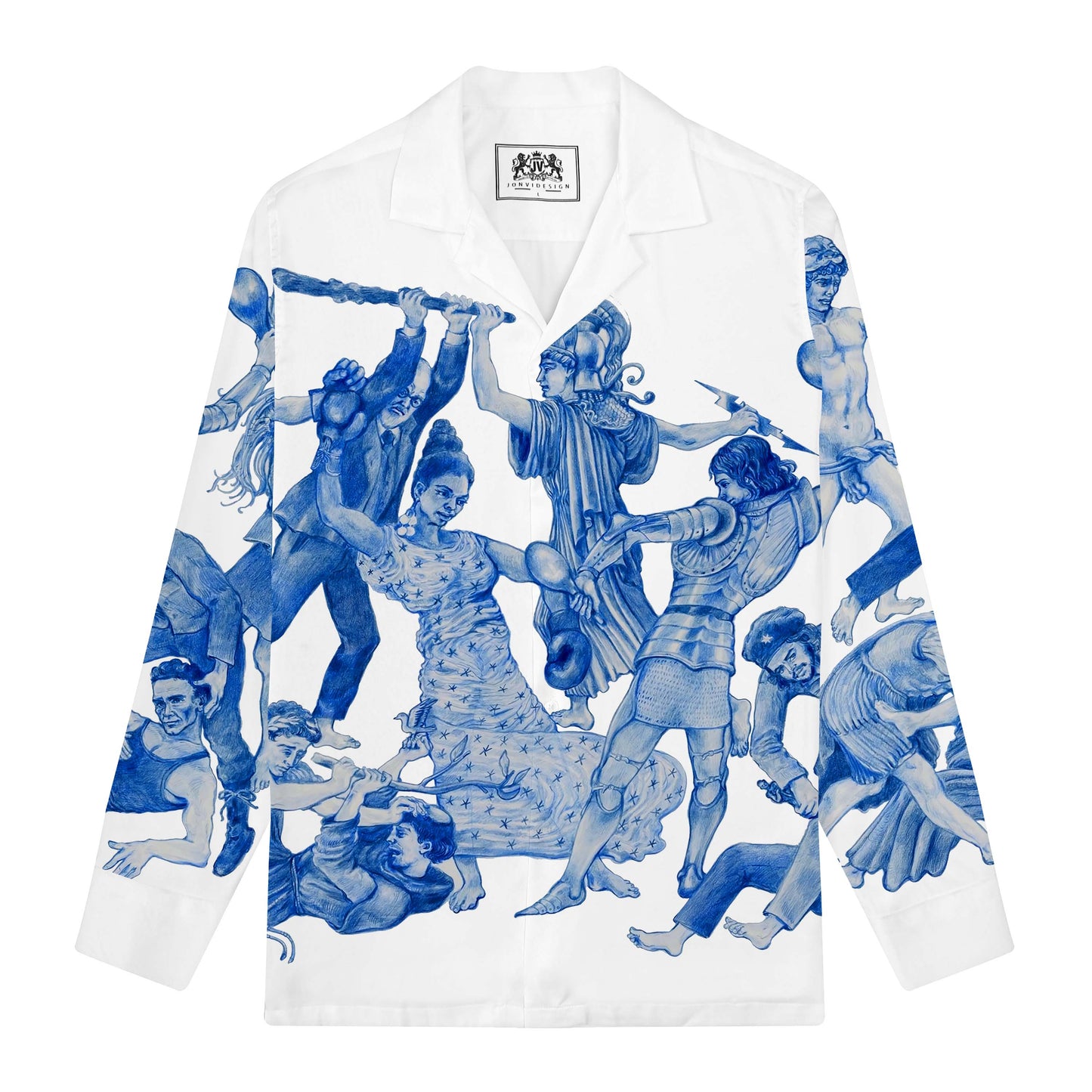 Mythic Struggle Print Long Sleeve Camp Collar Shirt