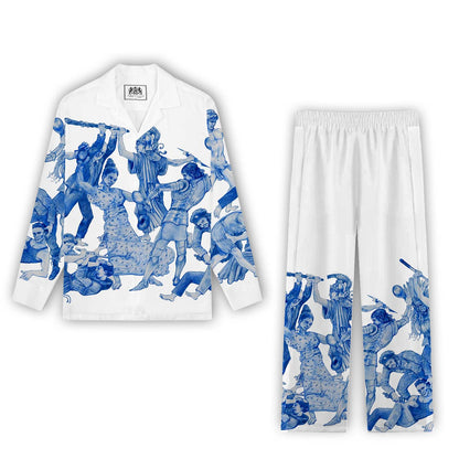 Mythic Struggle Print Casual Trousers With Elastic Waistband