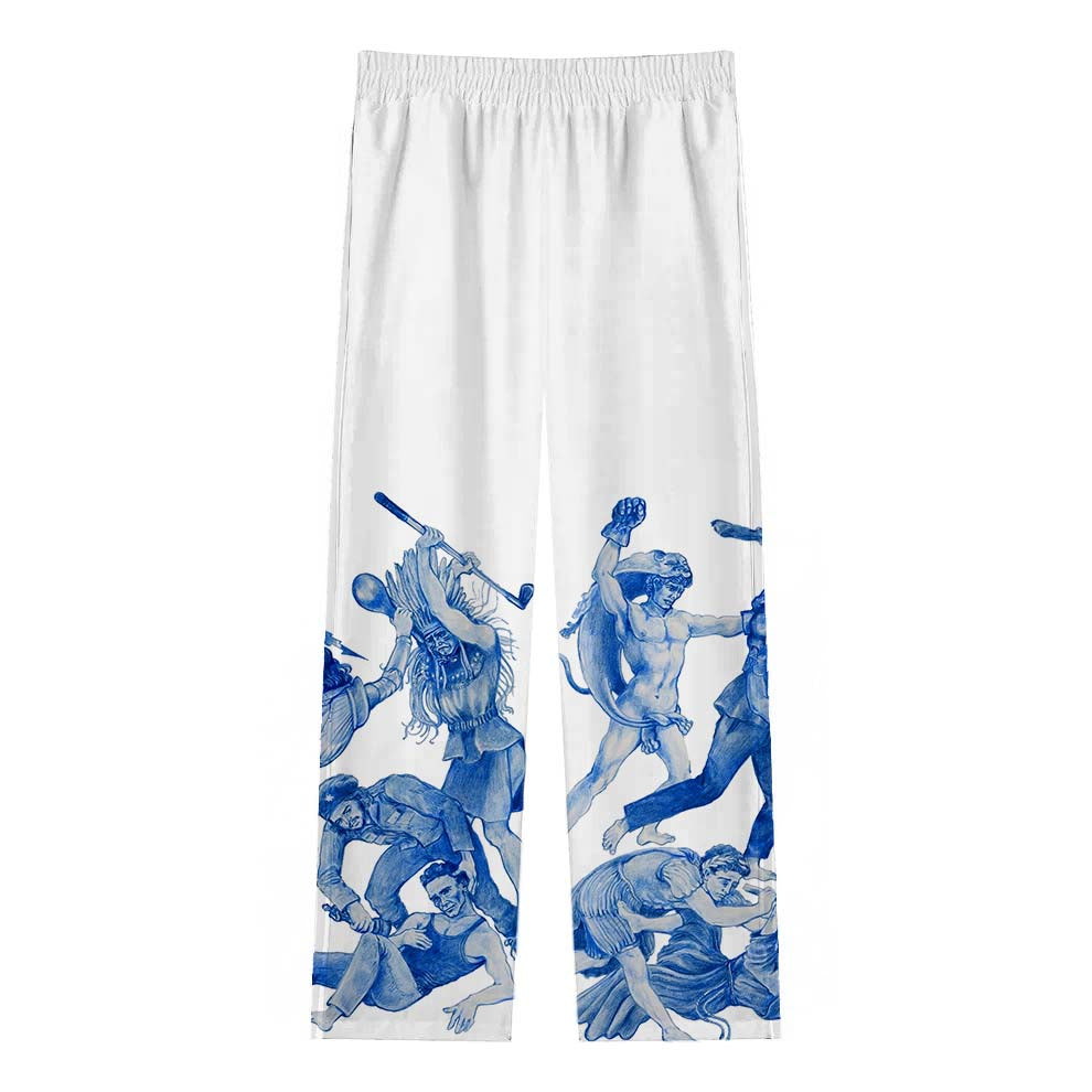 Mythic Struggle Print Casual Trousers With Elastic Waistband