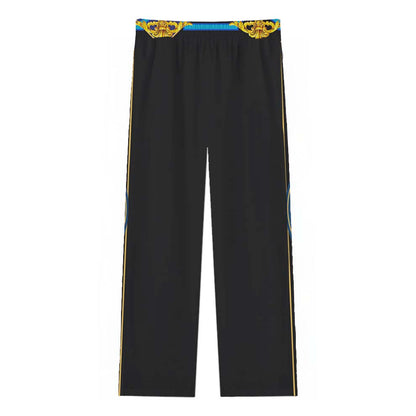 Vintage Gallery Print Casual Trousers With Elastic Waistband