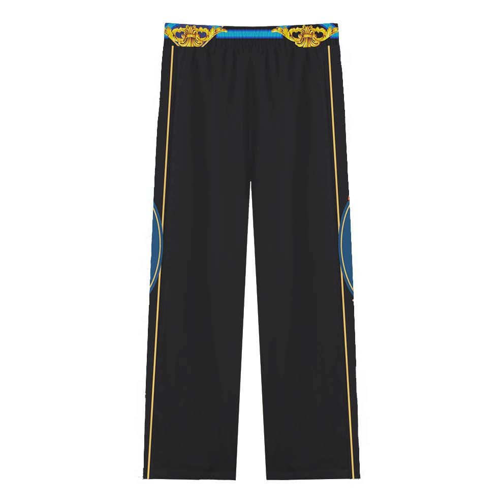 Vintage Gallery Print Casual Trousers With Elastic Waistband