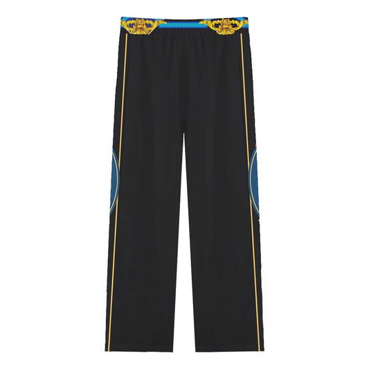 Vintage Gallery Print Casual Trousers With Elastic Waistband