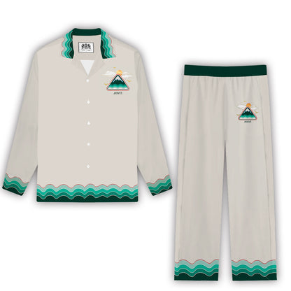 Mountain&Sunset Graphic Print Casual Trousers With Elastic Waistband