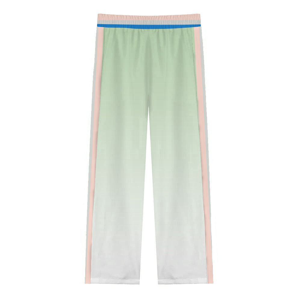 Abstract Landscape Print Casual Trousers With Elastic Waistband