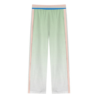 Abstract Landscape Print Casual Trousers With Elastic Waistband