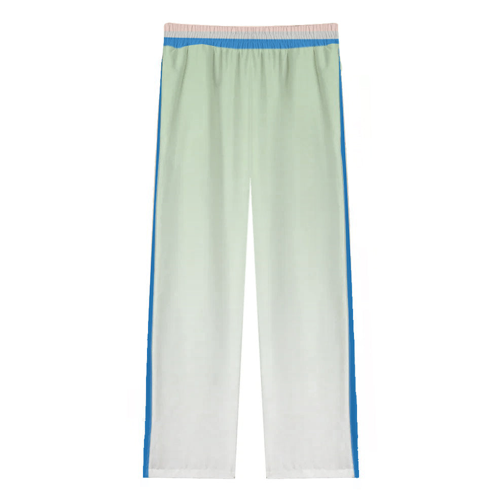 Abstract Landscape Print Casual Trousers With Elastic Waistband