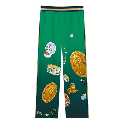 Vintage Jewelry&Gem Casual Trousers With Elastic Waistband