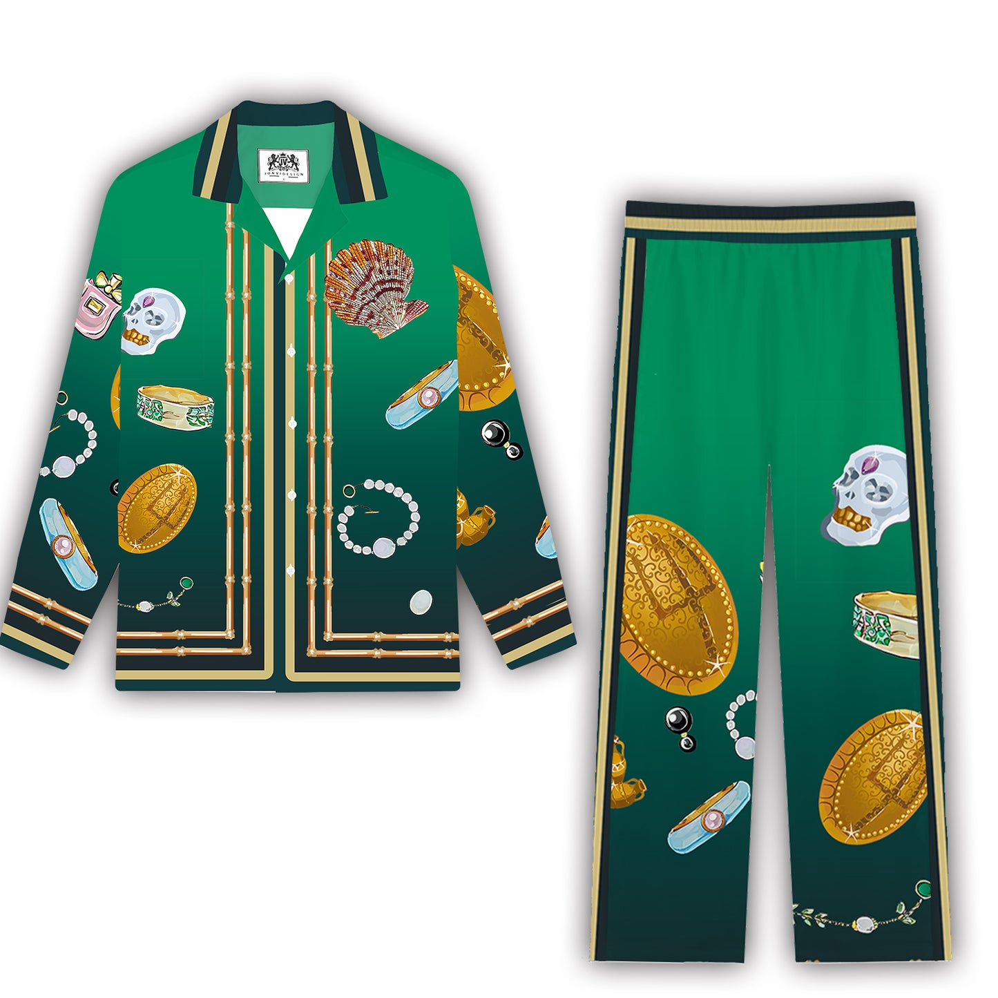 Vintage Jewelry&Gem Casual Trousers With Elastic Waistband