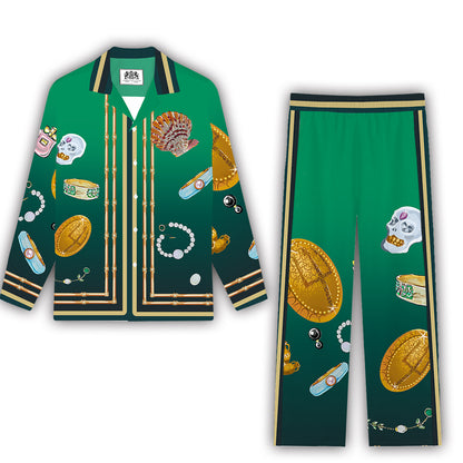 Vintage Jewelry&Gem Casual Trousers With Elastic Waistband