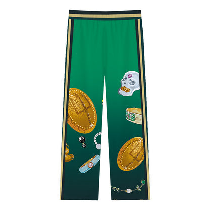 Vintage Jewelry&Gem Casual Trousers With Elastic Waistband