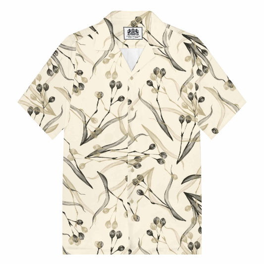 Summer Botanical Print Camp Collar Short-Sleeved Shirt