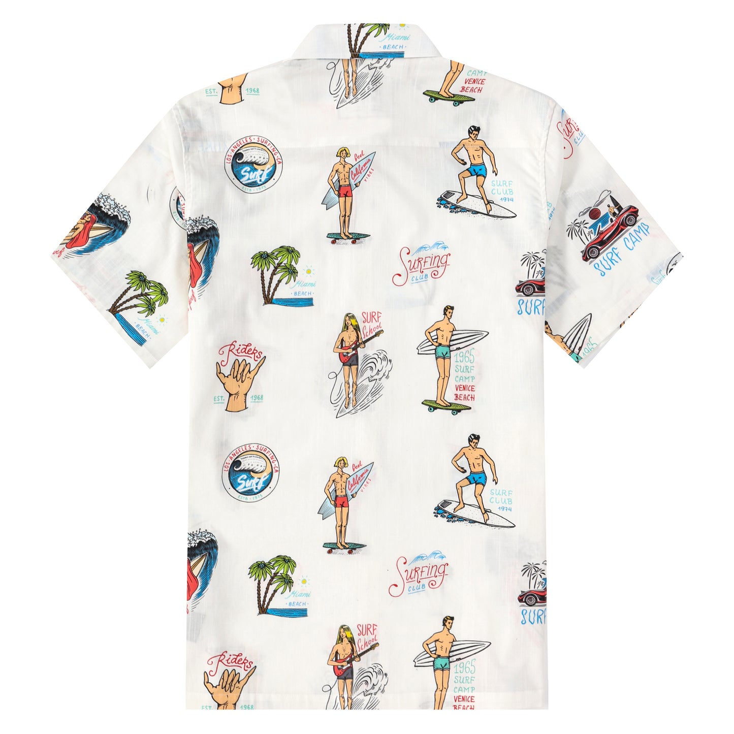 Surfing Club Pattern Button Short Sleeve Shirt