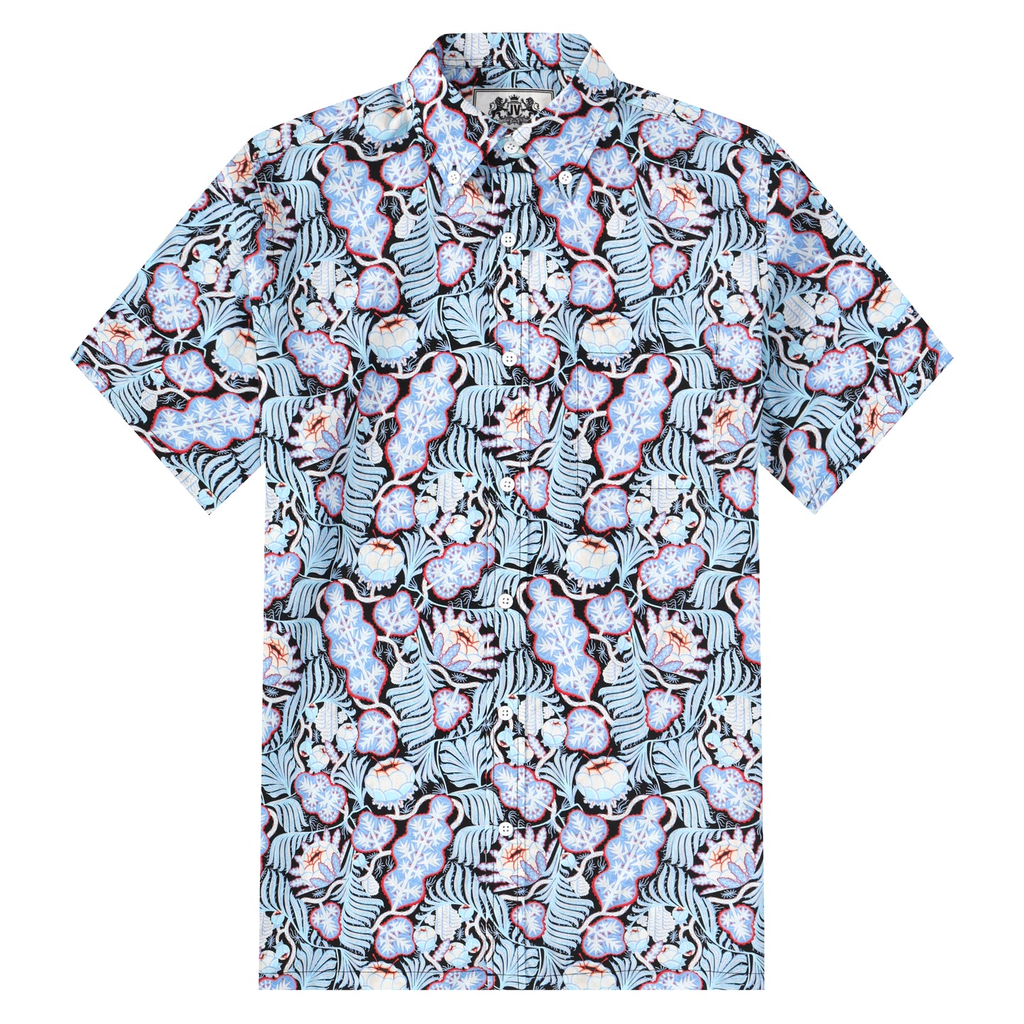 Iceflower Pattern Button Short Sleeve Shirt