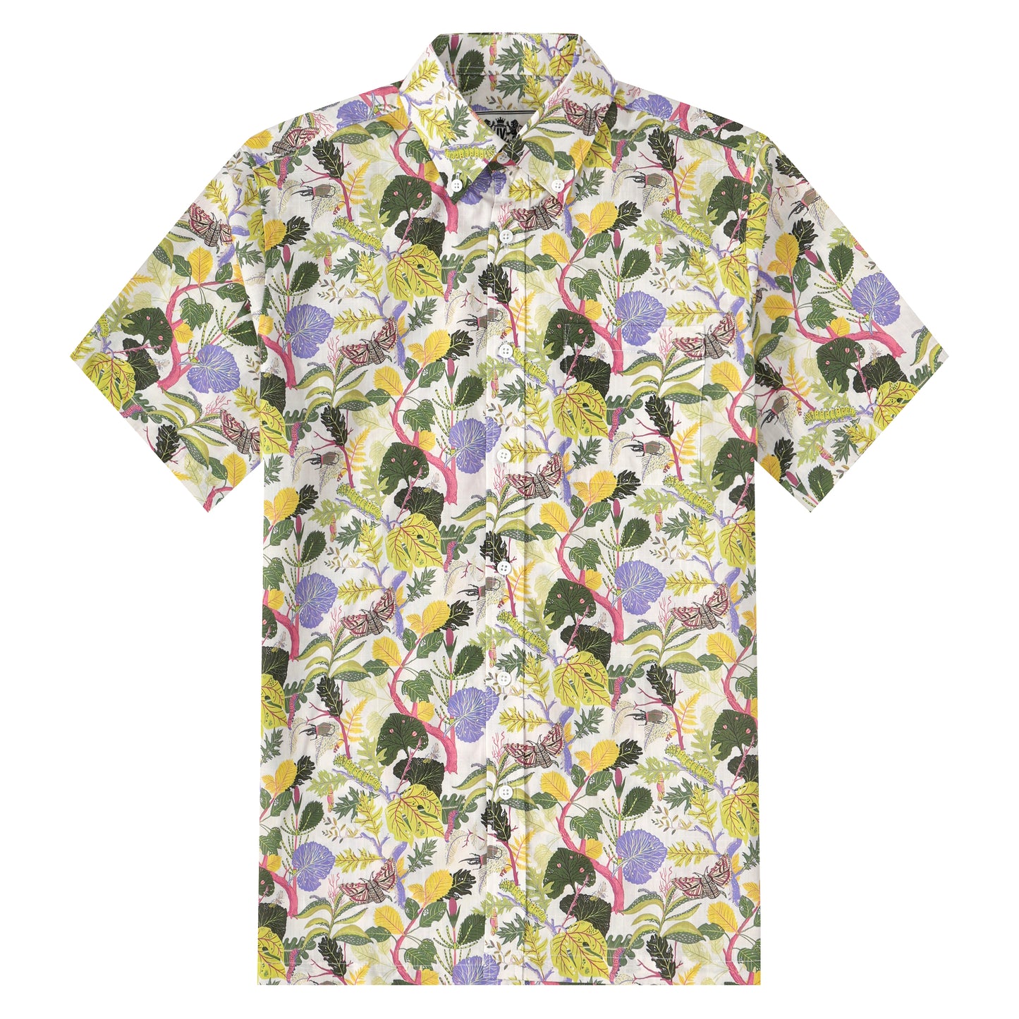 Tropical Butterfly Pattern Button Short Sleeve Shirt