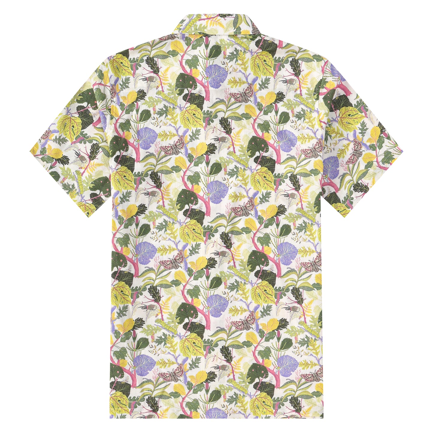 Tropical Butterfly Pattern Button Short Sleeve Shirt