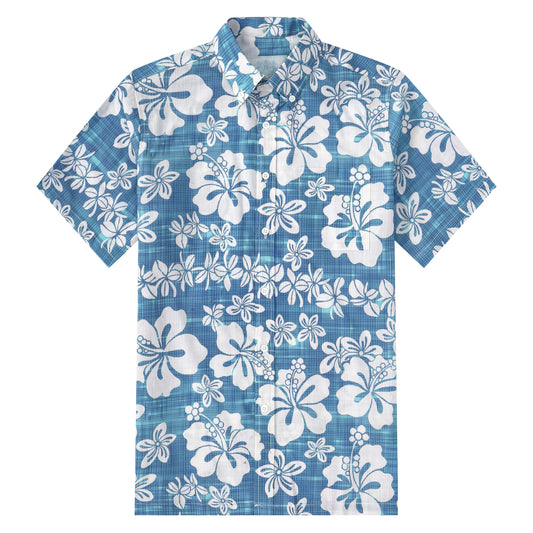 Checked Floral Pattern Short Sleeve Shirt