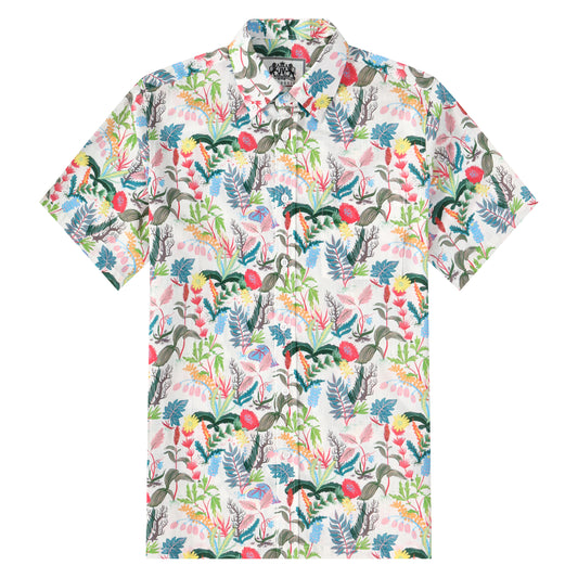 Tropical Style Leaf Button Short Sleeve Shirt