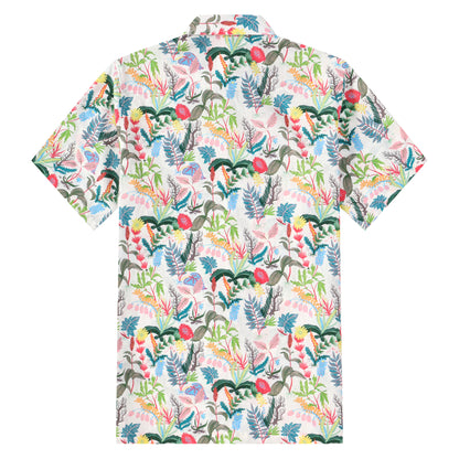 Tropical Style Leaf Button Short Sleeve Shirt