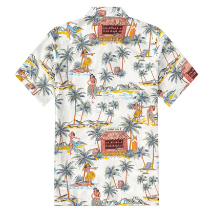 Aloha Bar Pattern Button Short Sleeve Shirt