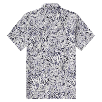 Aloha Palm Tree Pattern Button Short Sleeve Shirt