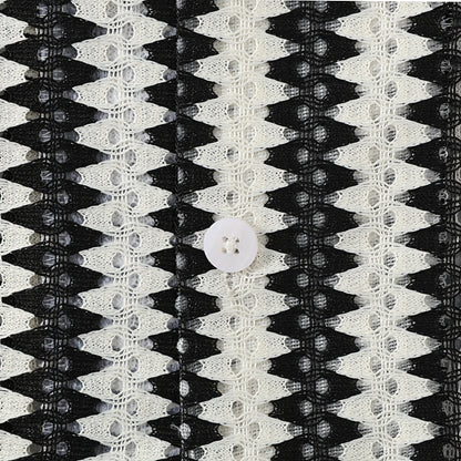 Striped Crochet Textured Resort Fit Shirt